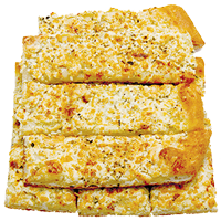 Pizza bread with creamy garlic sauce dusted with feta cheese and seasoning