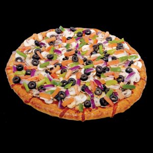 Pepperoni, Italian sausage, Canadian bacon, green peppers, onions, olives, fresh mushrooms, fresh tomatoes
